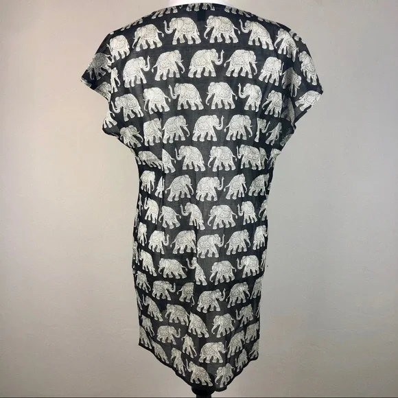 J. Crew Tissue Tunic Elephant Print Swim Coverup S - Picture 5 of 7